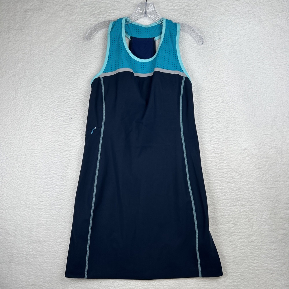 Title Nine Twisted Sister Racerback Sleeveless Dress Built-In Bra Blue Women's M